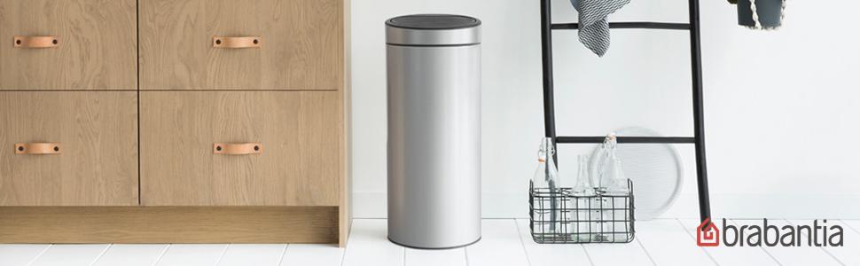 Мусорный бак 30 л серый металлик Touch Bin Brabantia