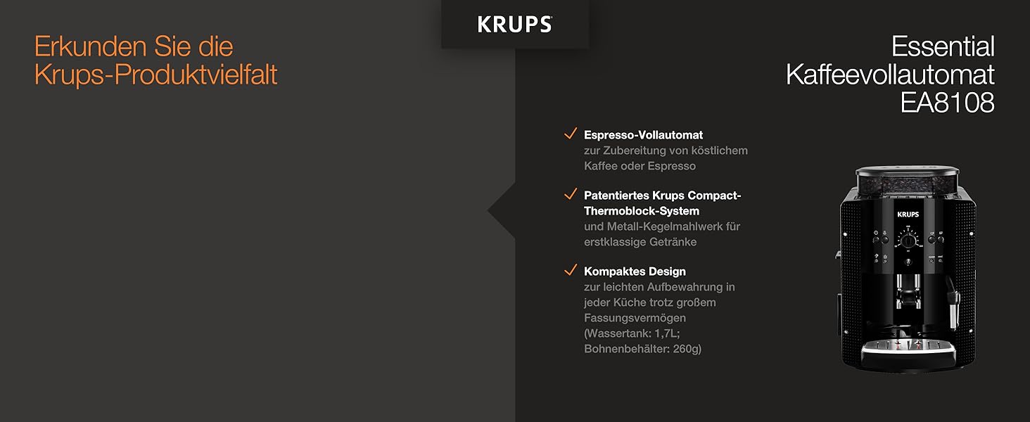 Кофемашина на 2 чашки 1450 Вт, с кофемолкой, черная Evidence ECOdesign EA897B Krups