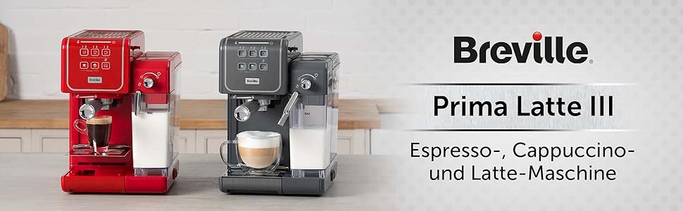 Кофемашина на 2 чашки с насадкой для вспенивания молока Breville Prima Latte III, черная