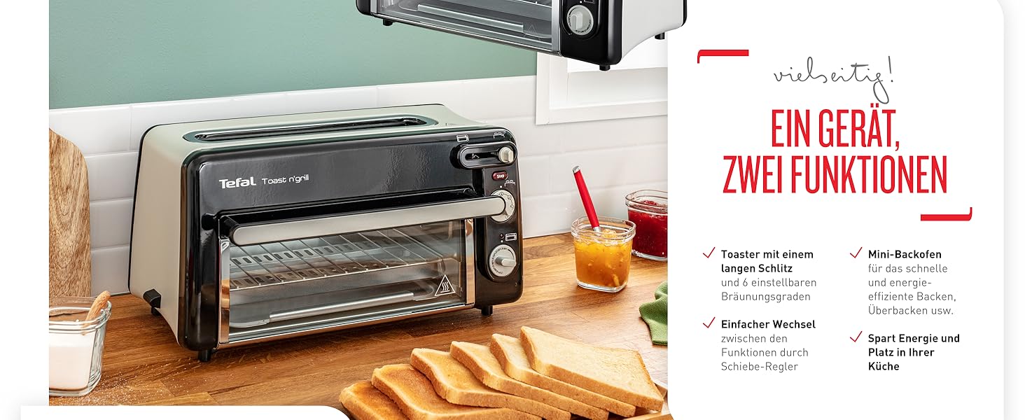 Тостер и мини-печь 2 в 1 Tefal Toast n' Grill TL6008 / 1300 Вт / 43,5 x 28,5 x 22,5 см