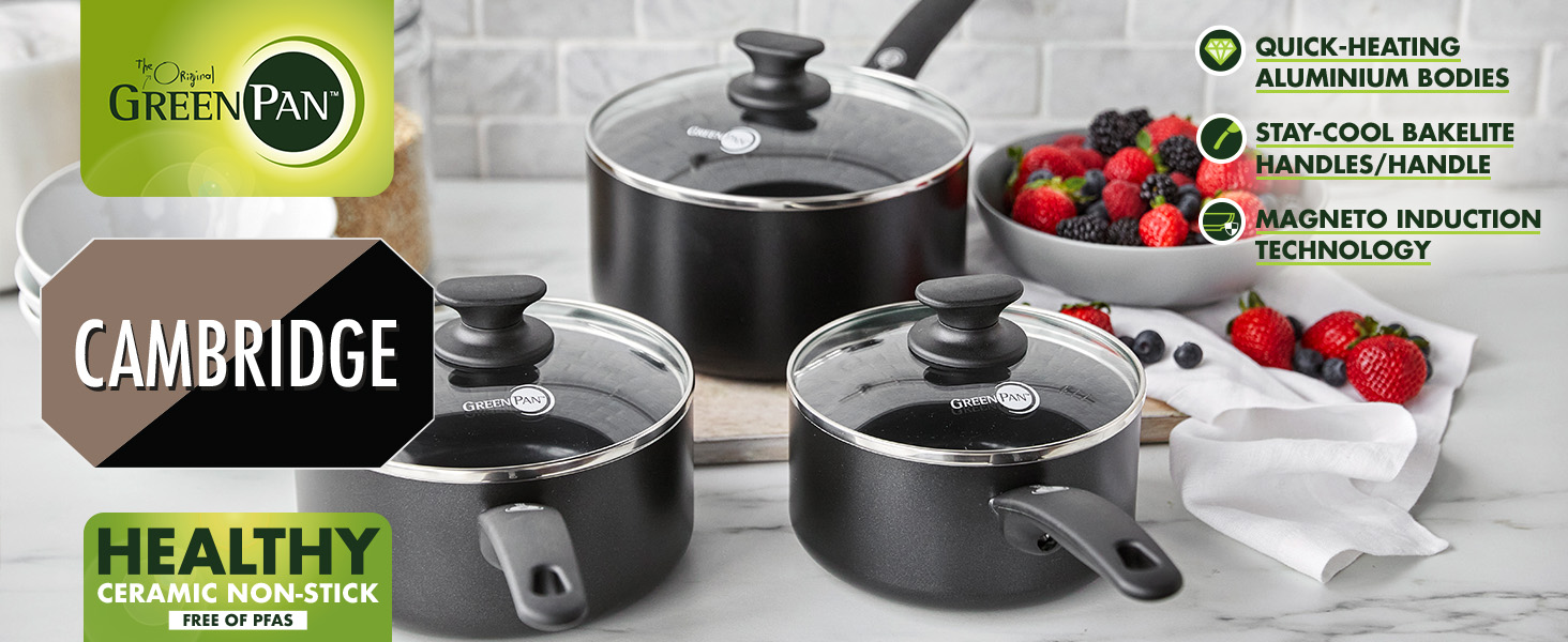 Набор кастрюль 3 предмета Cambridge Black GreenPan 