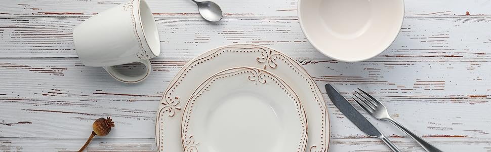 Столовый сервиз из керамогранита на 4 человека 16 предметов Romantic Vintage 23601 CreaTable