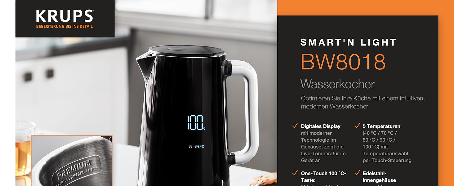 Электрический чайник 1,7 л 1800 Вт Smart'n Light Krups