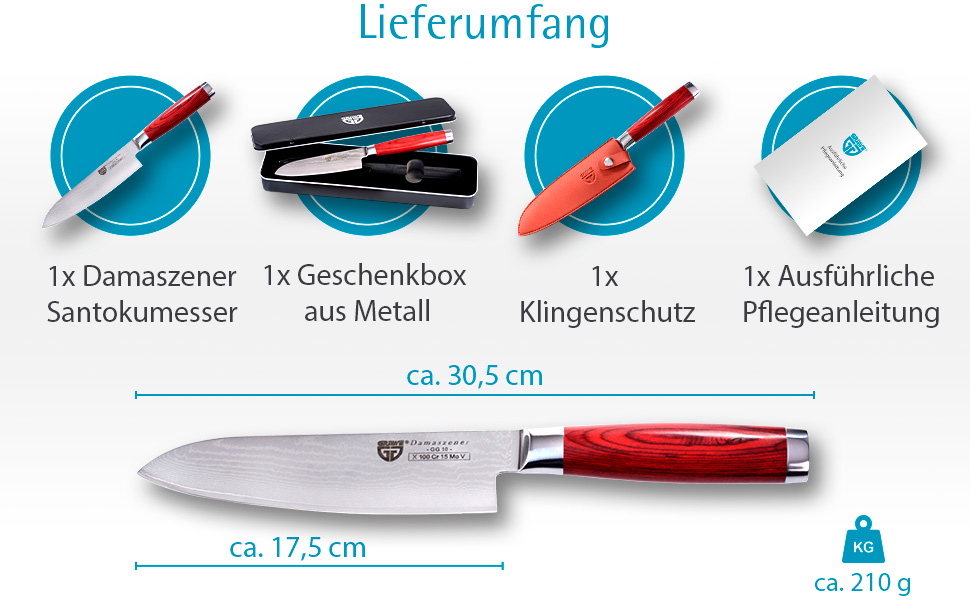 Нож из 67 слоев дамасской стали 17.5 см Santoku 074.56 GRÄWE