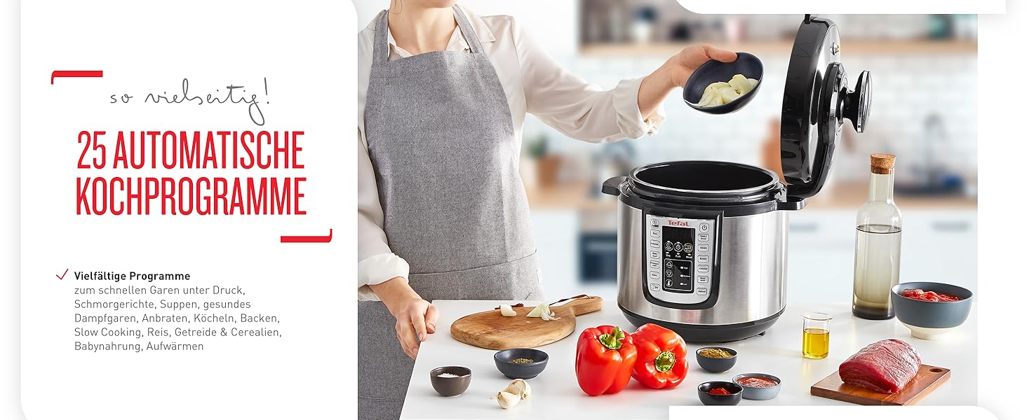 Мультиварка Tefal CY505E / 1200 Вт / 6 л / 25 программ / книга рецептов / нержавеющая сталь 