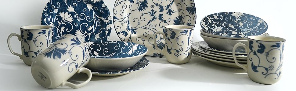 Столовый сервиз из керамогранита на 4 человека 16 предметов Damask Series 22256 CreaTable